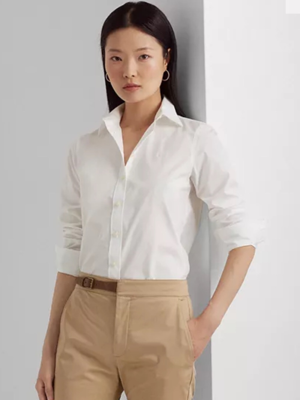 Lauren Ralph Lauren White Button Down Cotton Shirt